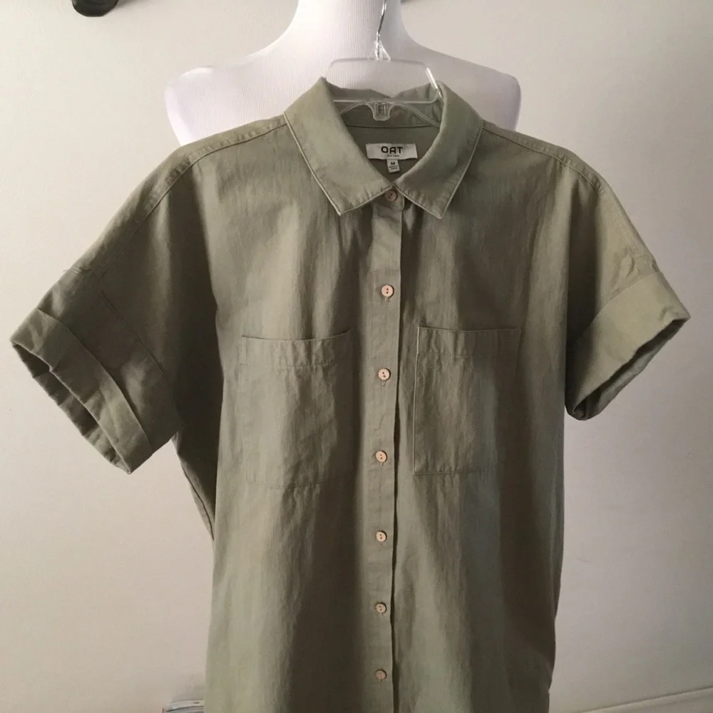 HP-OAT NEW YORK OVERSIZED MEDIUM OLIVE SLEEVE SHIRT DRESS/ SIZE M/ NEW CONDITION - Picture 6 of 10